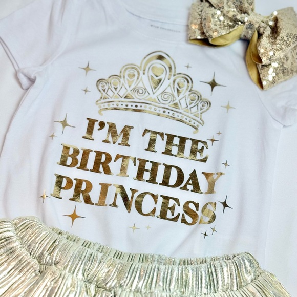 Toddler Girls Gold Princess Birthday Outfit Size 2T - Picture 12 of 13